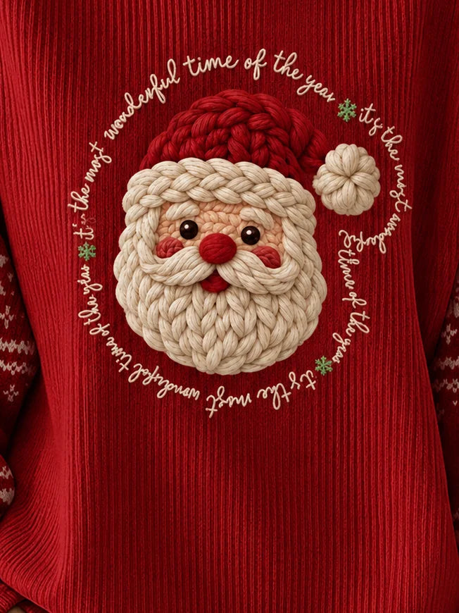 Casual Santa Claus Cheerful Crew Neck Long Sleeve Sweatshirt