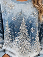 Casual Snowflake Serene Crew Neck Long Sleeve Sweatshirt