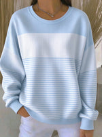 Casual Striped Crew Neck Long Sleeve Sweatshirt