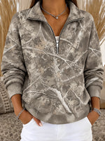 Casual Abstract Outdoor Half Open Collar Long Sleeve Sweatshirt