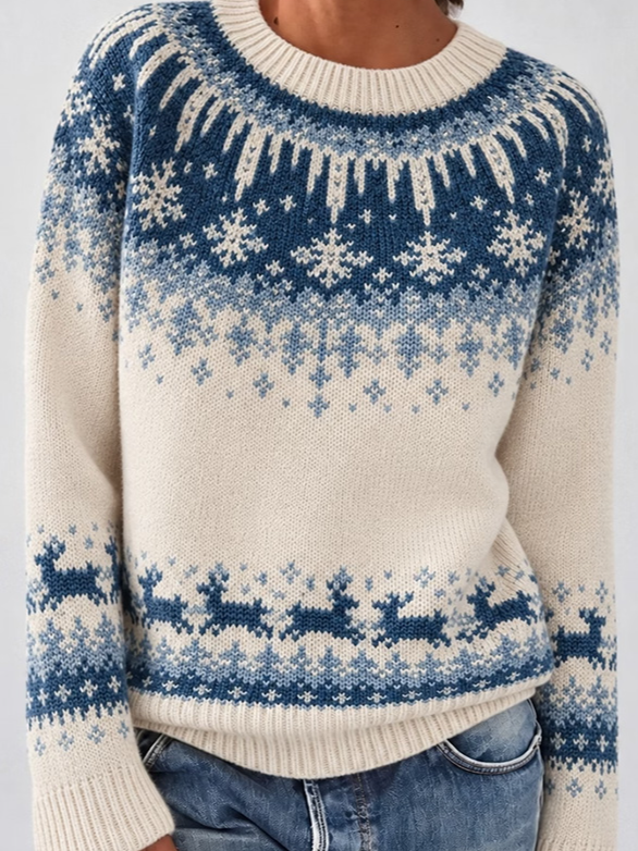 Women Geometric Classic Long Sleeve Comfy Casual Sweater