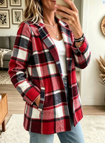 Women's Elegant Plaid Print Open Front Cardigan Coat