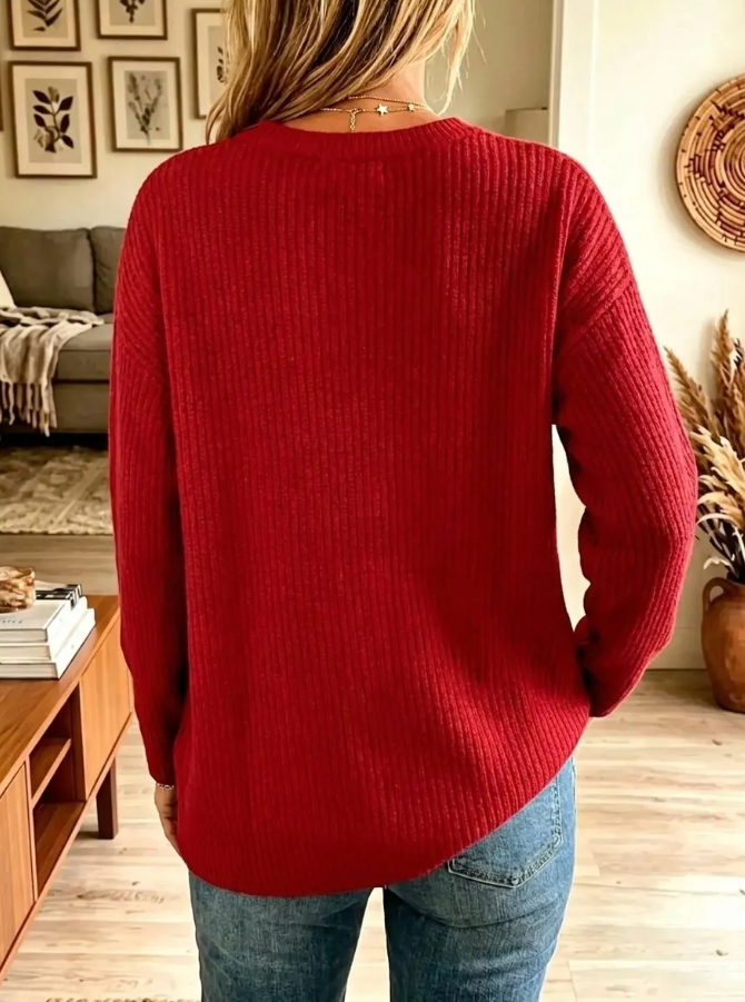 Women Casual Glitter Bow Graphic Knit Sweater
