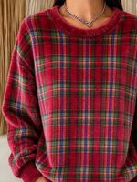 Plaid Printing Cozy Flannel Casual Sweatshirt