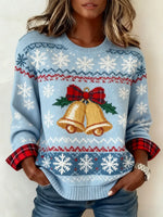 Women'S Christmas Vintage Casual Lapel Denim Splicing Sweater