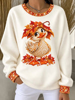 Women Whimsical Animal Crew Neck Casual Spring Fall Long Sleeve Sweatshirt