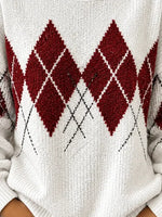 Women Classic Geometric Crew Neck Casual Spring Fall Long Sleeve Sweatshirt