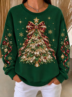 Casual Christmas Crew Neck Long Sleeve Sweatshirt