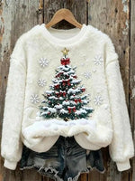 Casual 3D Christmas Crew Neck Long Sleeve Sweatshirt