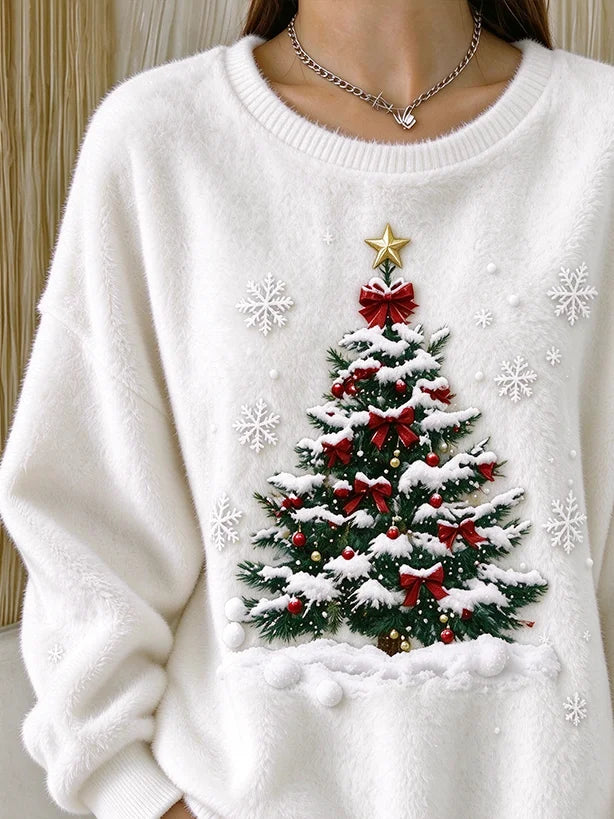 Casual 3D Christmas Crew Neck Long Sleeve Sweatshirt