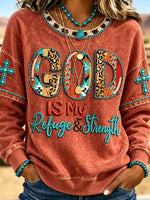 Vintage Leopard Graphic Crew Neck Long Sleeve Sweatshirt