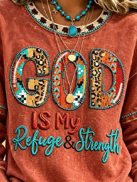 Vintage Leopard Graphic Crew Neck Long Sleeve Sweatshirt
