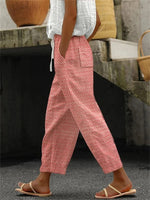 Casual Retro Herringbone Print Loose Comfy Pants