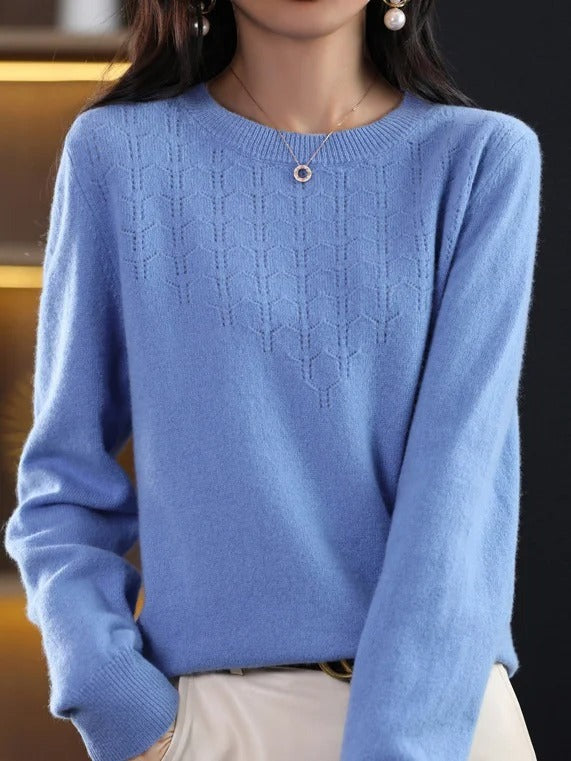Plain Casual Loose Long Sleeve Crew Neck Yarn/Wool Yarn Daily Sweater