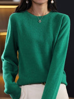 Plain Casual Loose Long Sleeve Crew Neck Yarn/Wool Yarn Daily Sweater