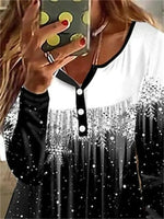 Gradient Pattern V-neck Long Sleeve Comfy T-shirt