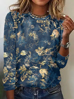 Abstract Print Crew Neck Long Sleeve Casual T-shirt