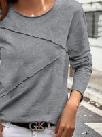 Plain Micro-Elasticity Regular Fit Long Sleeve Blouse