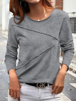 Plain Micro-Elasticity Regular Fit Long Sleeve Blouse