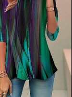 Aurora Borealis Print Crew Neck Long Sleeve Casual T-shirt