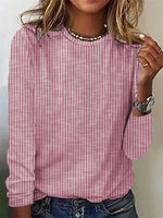 Striped Loose Casual Crew Neck T-shirt