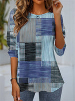 Plaid Loose Crew Neck Tee Everyday Style