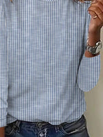 Stripe Elegant Personality Round Neck Long Sleeve Casual Blouse