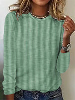 Stripe Elegant Personality Round Neck Long Sleeve Casual Blouse