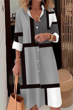 Women's Geometric Pattern Stand Collar Half Sleeve Comfortable Casual Mini Dress