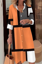 Women's Geometric Pattern Stand Collar Half Sleeve Comfortable Casual Mini Dress