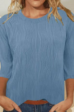 Fashion Casual Solid Color Crew Neck Three Quarter Sleeve T-Shirt