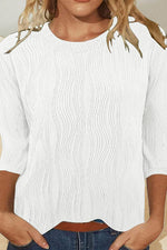 Fashion Casual Solid Color Crew Neck Three Quarter Sleeve T-Shirt