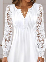 Casual Solid Mesh V Neck 3/4 Sleeves Midi Dresses