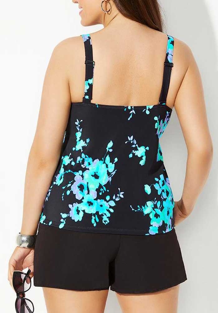 Ensemble tankini à imprimé floral et col rond avec short cargo