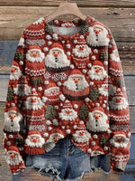 Sweat-shirt décontracté à col rond et à paillettes Père Noël
