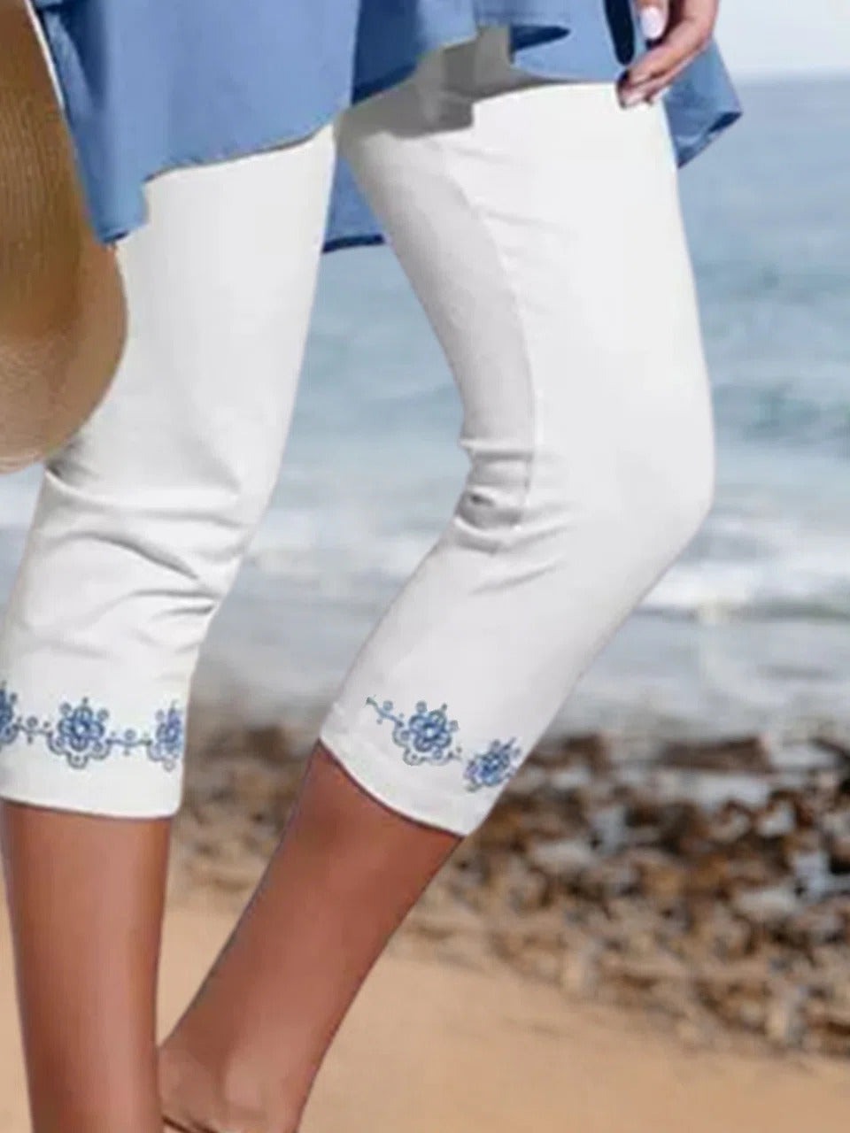 Floral Print Casual Cropped Leggings