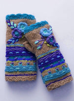 Gants chauds décontractés en tricot à fleurs