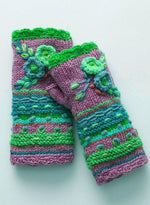 Gants chauds décontractés en tricot à fleurs