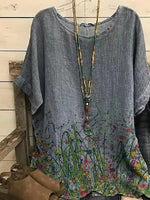 Floral Print Round Neck Short Sleeves T-shirt