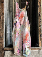Flower Print Sleeveless Casual Jumpsuit