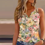 Multicolor Floral V-Neck Sleeveless Tank