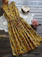 Summer Sleeveless Retro Floral Midi Dress