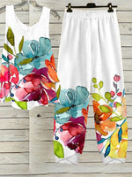 Watercolor Floral Print Two-Piece Set