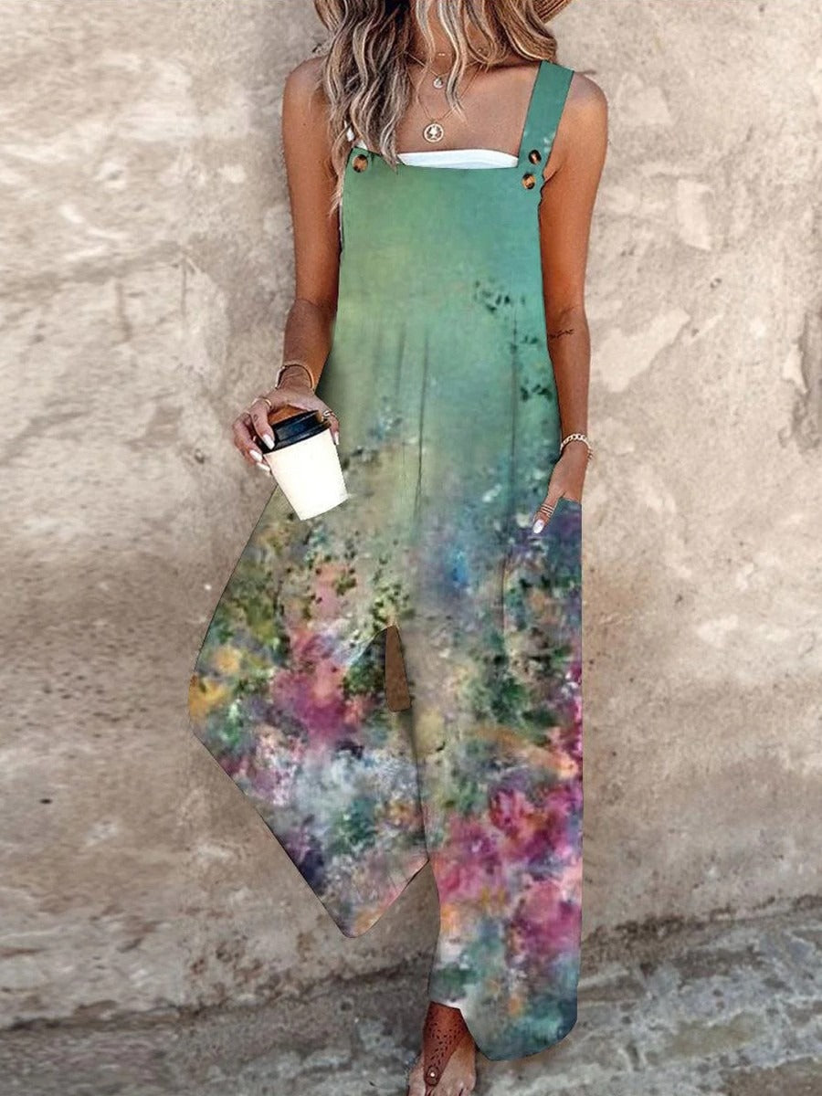 Multicolor Floral Print Sleeveless Jumpsuit