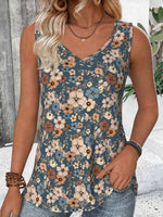Floral Print V-neck Sleeveless Daily Casual Tank Top