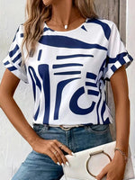 Abstract Print Round Neck Short Sleeve Daily Casual T-Shirt