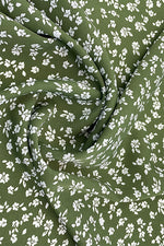 Green Ditsy Floral Short Sleeve Crew Neck Casual Midi Dress