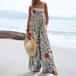 Casual Retro Simple Floral Print Jumpsuit