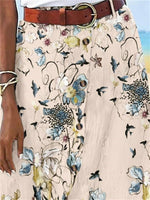 Floral Printed Graphic Straight Fashion Split Button Maxi High Waist Pants