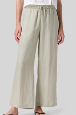 Beige Solid Color Loose with Sashes Casual Pants